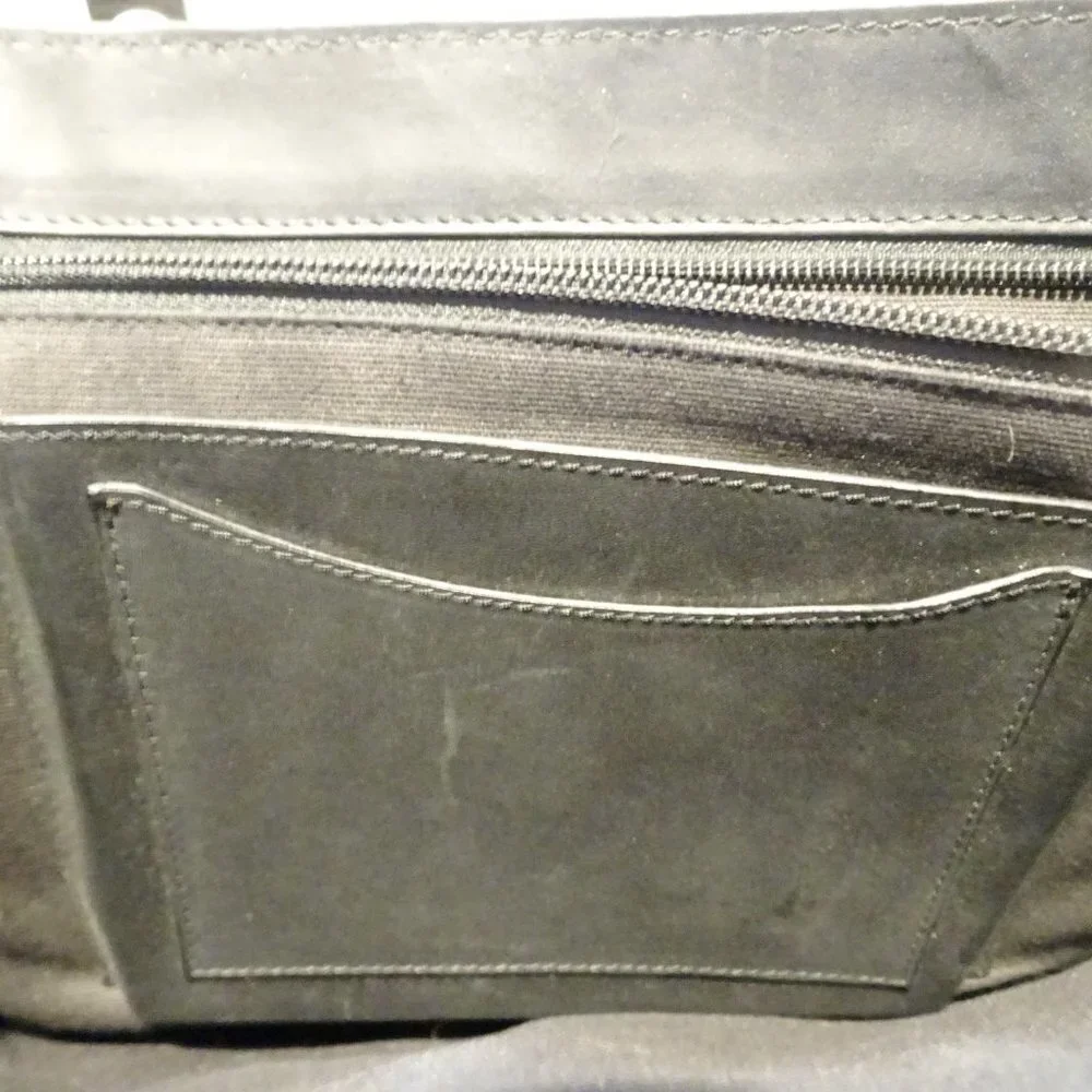 Salvatore Ferragamo Black Leather Briefcase Messenger Bag Satchel No Strap